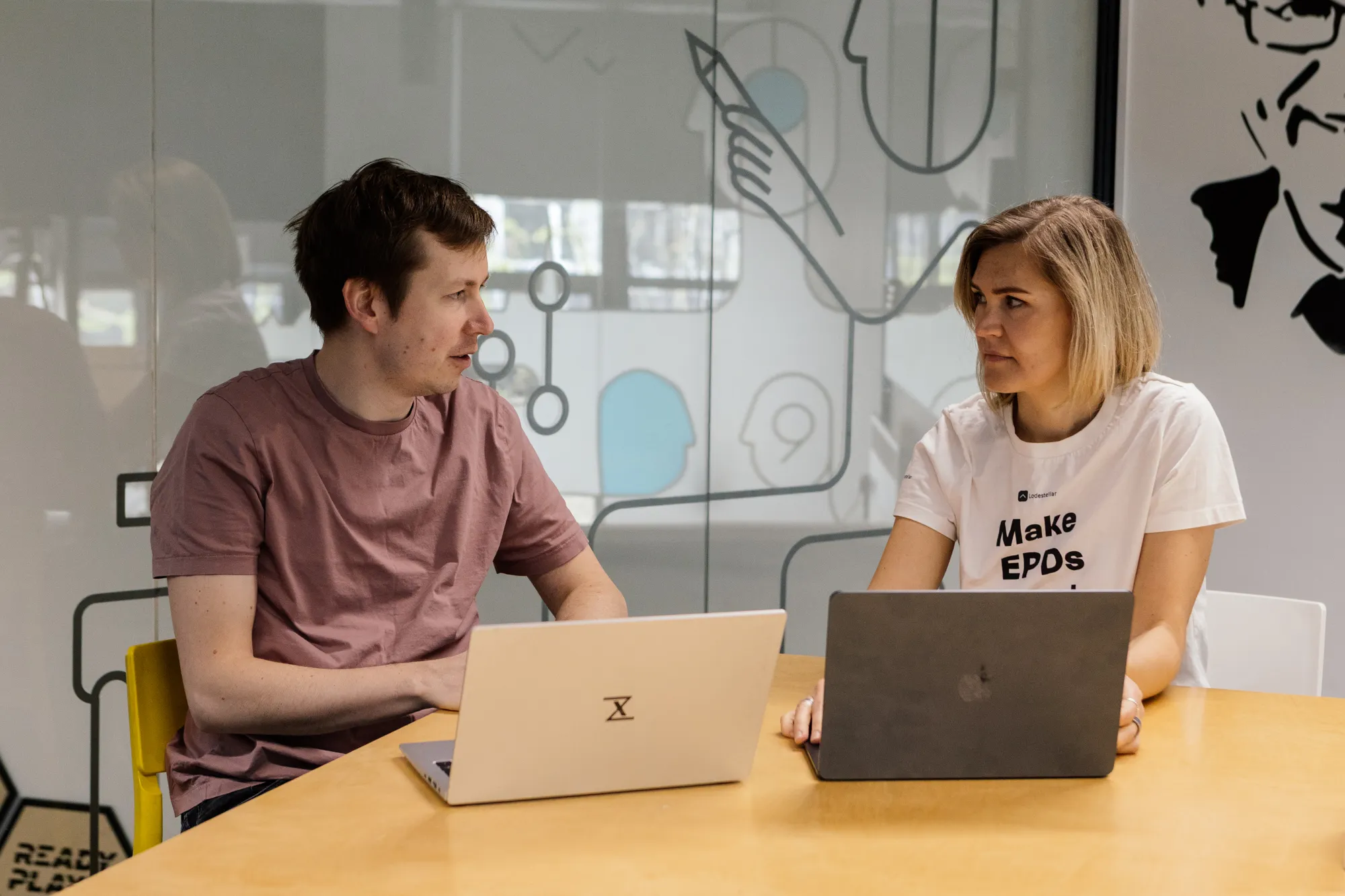 Anni and Tanel working together at the Lift99 startup hub in Tallinn